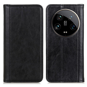 Θήκη για Xiaomi 14 Ultra, Wallet Litchi Leather, μαύρη