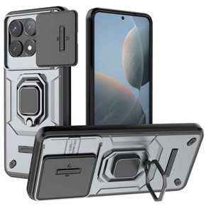 Θήκη για Xiaomi Poco F6 Pro, KickStand Camera Lens, γκρι