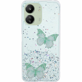 Θήκη για Xiaomi Redmi 13C / Poco C65, Glitter Butterfly, πράσινη