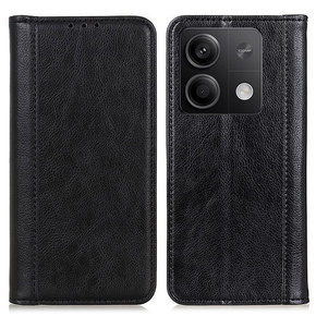 Θήκη για Xiaomi Redmi Note 13 5G, Wallet Litchi Leather, μαύρη