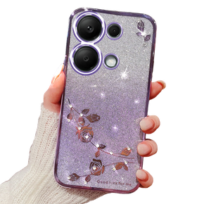 Θήκη για Xiaomi Redmi Note 13 Pro 4G, Glitter Flower, μωβ