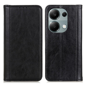 Θήκη για Xiaomi Redmi Note 13 Pro 4G, Wallet Litchi Leather, μαύρη