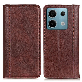 Θήκη για Xiaomi Redmi Note 13 Pro 5G, Wallet Litchi Leather, καφέ