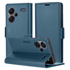Θήκη για Xiaomi Redmi Note 13 Pro+, ERBORD Glossy Litchi, πορτοφόλι με πτερύγιο, μπλε