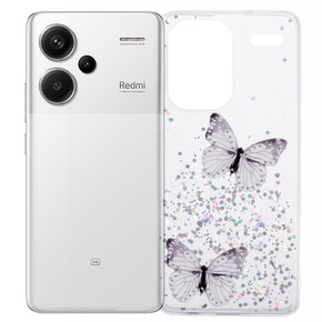 Θήκη για Xiaomi Redmi Note 13 Pro+, Glitter Butterfly, λευκή