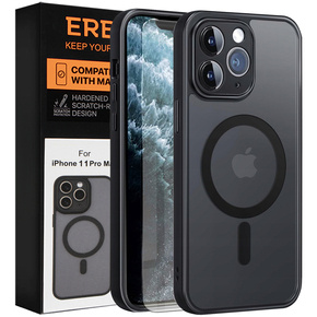 Θήκη για iPhone 11 Pro Max, για MagSafe, ERBORD Μatt Case, μαύρη + Γυαλί οθόνης