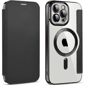 Θήκη για iPhone 12 Pro Max, FlipMag Ασφαλές πορτοφόλι με πτερύγιο RFID, για MagSafe, μαύρη