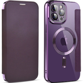Θήκη για iPhone 12 Pro Max, FlipMag Ασφαλές πορτοφόλι με πτερύγιο RFID, για MagSafe, μωβ