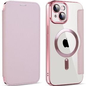 Θήκη για iPhone 13, FlipMag Ασφαλές πορτοφόλι με πτερύγιο RFID, για MagSafe, ροζ