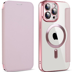 Θήκη για iPhone 13 Pro Max, FlipMag Ασφαλές πορτοφόλι με πτερύγιο RFID, για MagSafe, ροζ