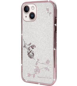 Θήκη για iPhone 14 Plus, Glitter Flower, ροζ rose gold