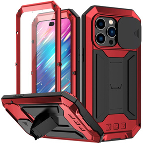 Θήκη για iPhone 14 Pro, R-JUST CamShield Slide, θωρακισμένη, κόκκινη / μαύρη