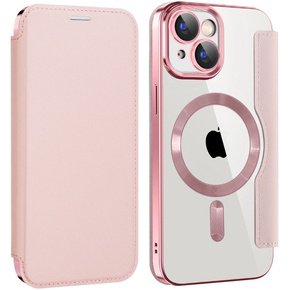 Θήκη για iPhone 15, FlipMag Ασφαλές πορτοφόλι με πτερύγιο RFID, για MagSafe, ροζ