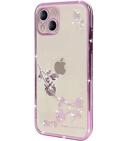 Θήκη για iPhone 15, Glitter Flower, μωβ