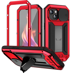 Θήκη για iPhone 15 Plus, R-JUST CamShield Slide, θωρακισμένη, κόκκινη / μαύρη