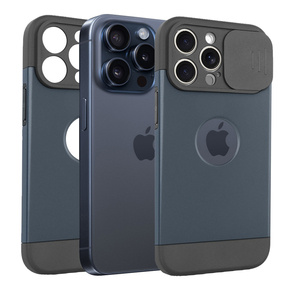 Θήκη για iPhone 15 Pro, ERBORD MagProtect Slide Camera, μπλε τιτανίου