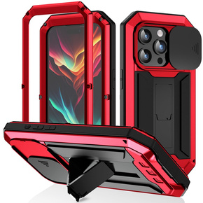 Θήκη για iPhone 15 Pro, R-JUST CamShield Slide, θωρακισμένη, κόκκινη / μαύρη