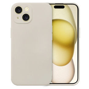 Θήκη για iPhone 15, Silicone Lite, κρεμ χρώματος