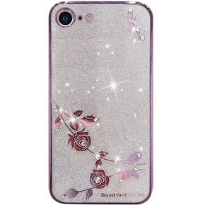 Θήκη για iPhone SE 2022 / SE 2020 / 8 / 7, Glitter Flower, μωβ