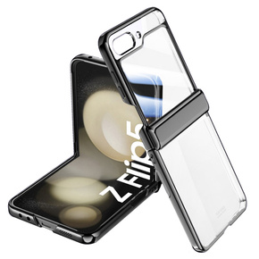 Θήκη με γυαλί για Samsung Galaxy Z Flip5 5G, PC Case, μαύρη