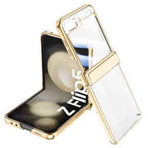 Θήκη με γυαλί για Samsung Galaxy Z Flip5 5G, PC Case, χρυσή