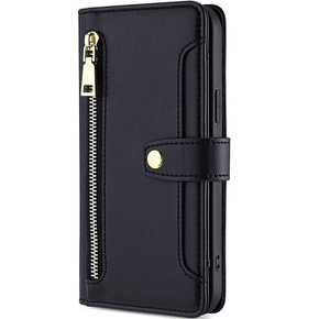 Θήκη με πτερύγιο για Honor Magic5 Lite, Wallet Zipper Pocket, μαύρη