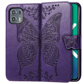 Θήκη με πτερύγιο για Motorola Edge 20 Lite, Butterfly, μωβ