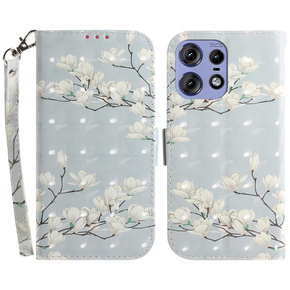 Θήκη με πτερύγιο για Motorola Edge 50 Pro 5G, Wallet, Magnolia Flowers γκρι