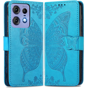 Θήκη με πτερύγιο για Motorola Edge 50 Pro, Butterfly, μπλε