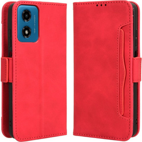 Θήκη με πτερύγιο για Motorola Moto E14, Card Slot, κόκκινη