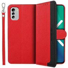 Θήκη με πτερύγιο για Nokia G60 5G, KHAZNEH RFID Case, Dual Color, κόκκινη