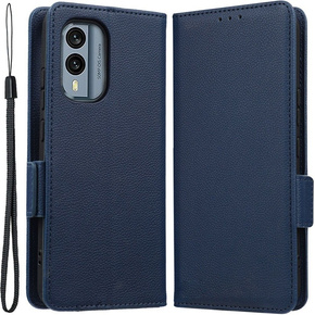 Θήκη με πτερύγιο για Nokia X30 5G, Wallet Litchi Magnet Case, σκούρο μπλε