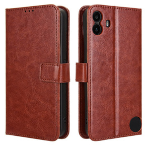 Θήκη με πτερύγιο για Nothing CMF Phone 1, Crazy Horse Wallet, καφέ