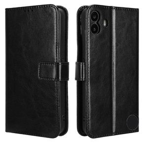 Θήκη με πτερύγιο για Nothing CMF Phone 1, Crazy Horse Wallet, μαύρη