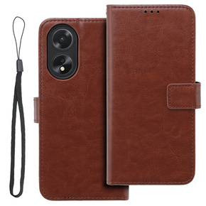 Θήκη με πτερύγιο για Oppo A38 4G / Oppo A18 4G, Crazy Horse Wallet, καφέ