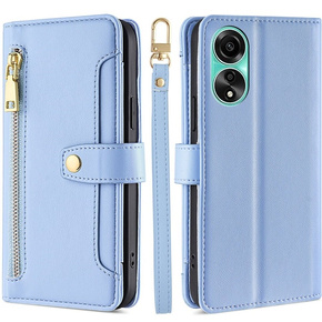 Θήκη με πτερύγιο για Oppo A78 4G, Wallet Zipper Pocket, μπλε