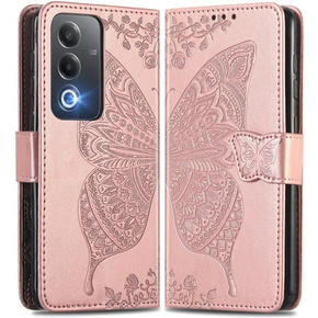 Θήκη με πτερύγιο για Oppo A80, Butterfly, ροζ rose gold