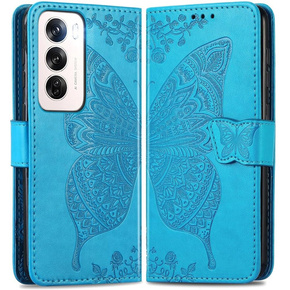 Θήκη με πτερύγιο για Oppo Reno 12 Pro, Butterfly, μπλε