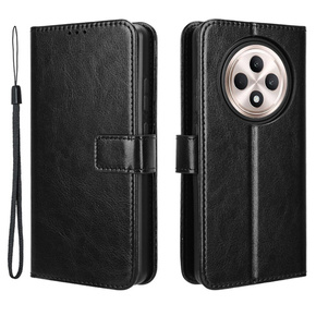 Θήκη με πτερύγιο για Oppo Reno 12FS / 12F, Crazy Horse Wallet, μαύρη