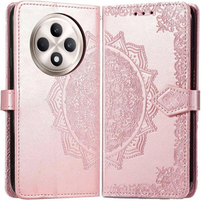 Θήκη με πτερύγιο για Oppo Reno 12FS / 12F, Mandala, ροζ rose gold