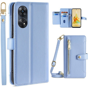 Θήκη με πτερύγιο για Oppo Reno8 T 4G, Wallet Zipper Pocket, μπλε
