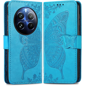 Θήκη με πτερύγιο για Realme 12 Pro 5G / 12 Pro+ 5G, Butterfly, μπλε