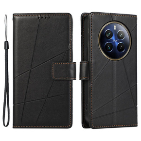 Θήκη με πτερύγιο για Realme 12 Pro 5G / 12 Pro+ 5G, Leather Line Wallet, μαύρη