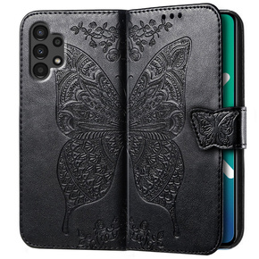 Θήκη με πτερύγιο για Samsung Galaxy A13 4G, Butterfly, μαύρη