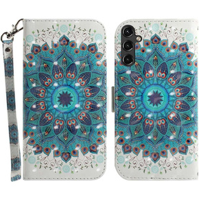 Θήκη με πτερύγιο για Samsung Galaxy A14 4G/5G, Wallet mandala, λευκή