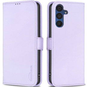 Θήκη με πτερύγιο για Samsung Galaxy A15, BINFEN Wallet, μωβ + γυαλί 9H