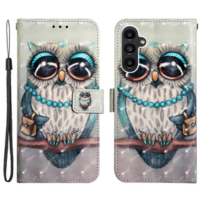 Θήκη με πτερύγιο για Samsung Galaxy A25 5G, Light Spots Decor, Owl + γυαλί 9H
