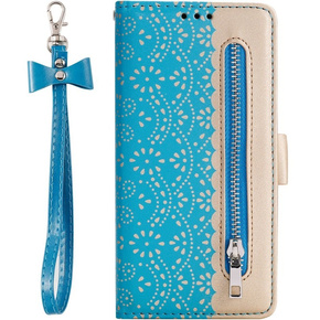 Θήκη με πτερύγιο για Samsung Galaxy A34 5G, Wallet Pocket, Zipper Lace, μπλε