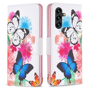 Θήκη με πτερύγιο για Samsung Galaxy A35 5G, Wallet, Butterflies λευκή
