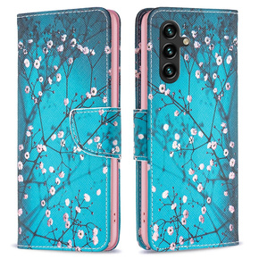 Θήκη με πτερύγιο για Samsung Galaxy A55 5G, Wallet, Sakura, μπλε